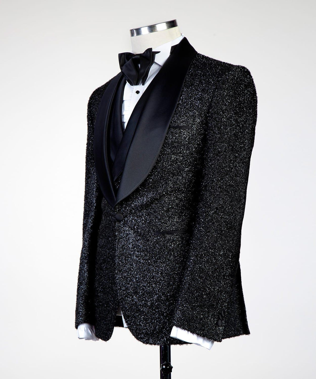 Costume 3 pièces à paillettes noires pour homme, tenue de marié, blazer, smoking, formel, affaires, bal, pantalon, manteau 