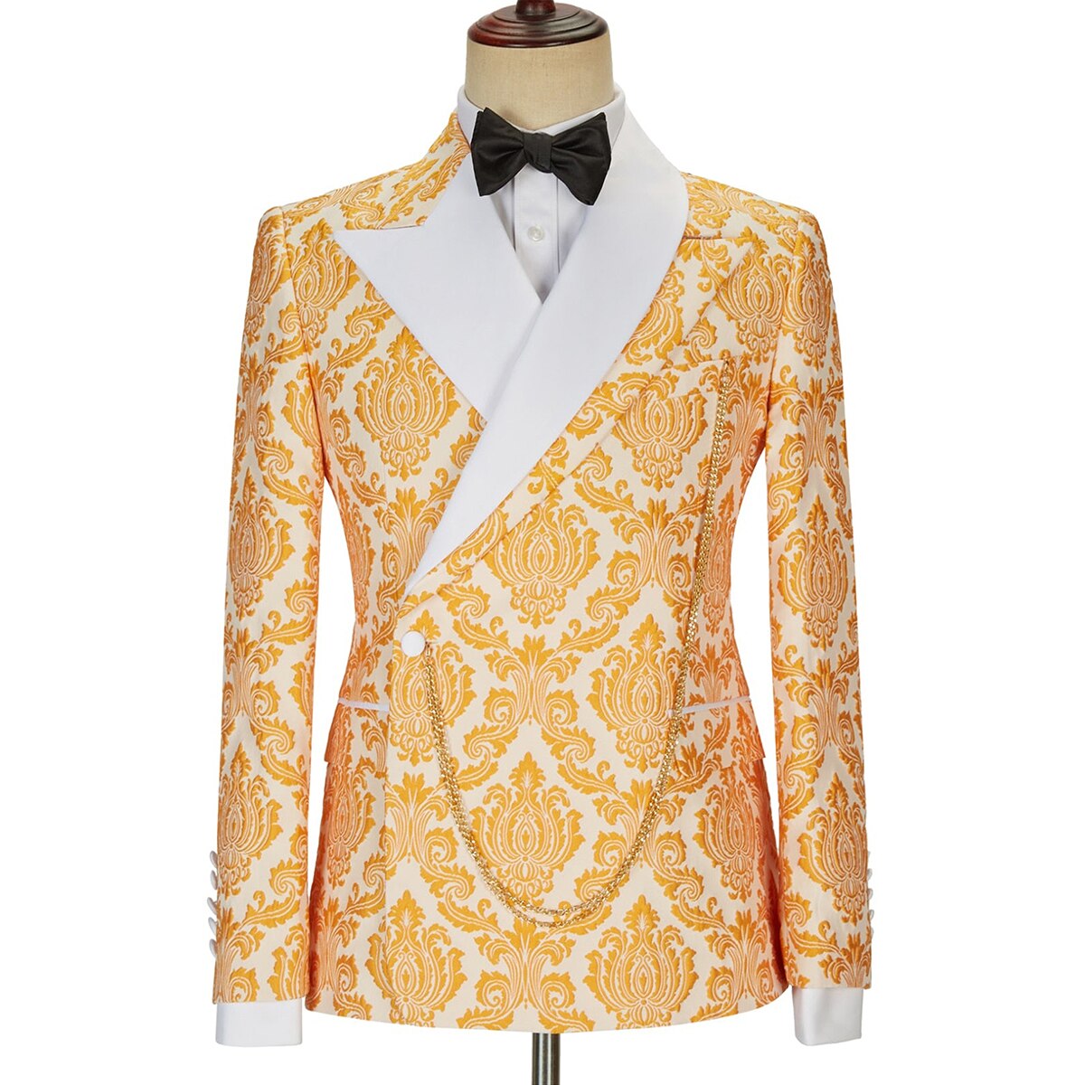 Costume 2 pièces pour homme, motif doré, grande taille, sur mesure, pour mariage, tenue de soirée 