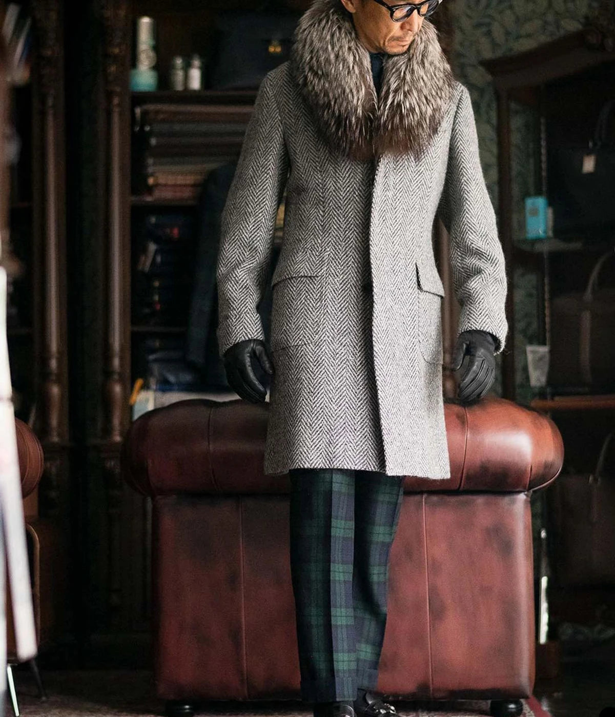 Abrigo de espiga gris para hombre, traje a medida de una pieza, abrigo de un solo pecho, abrigo de invierno cálido para negocios, boda, novio, graduación, a medida.