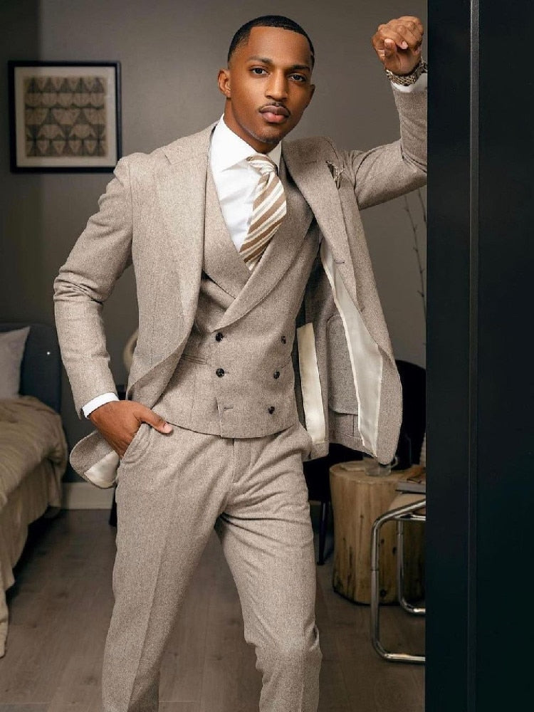 Costume gris pour homme 3 pièces, blazer, gilet, pantalon, simple boutonnage, mariage, marié, formel, à rayures, soirée, décontracté, sur mesure 