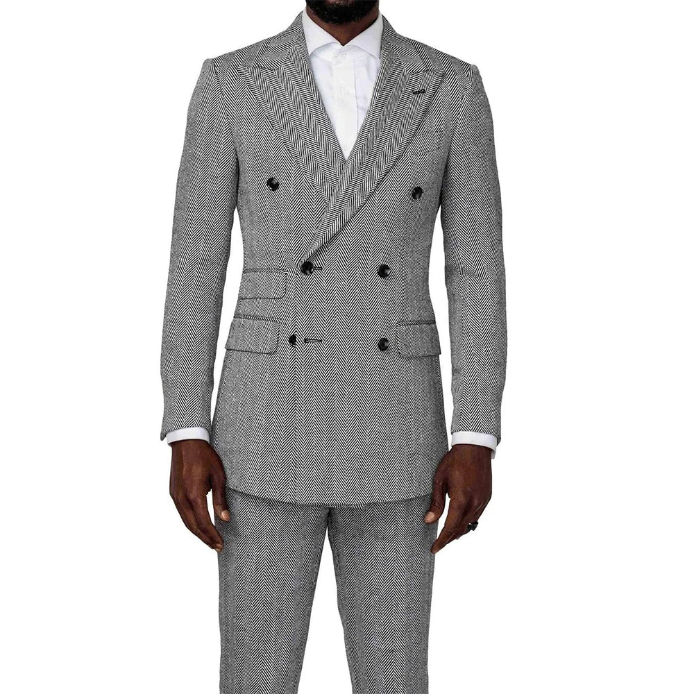 Traje gris para hombre, dos piezas, top y pantalón, para ocasiones formales, bodas, estilo maduro, ambiente sencillo, diseño.