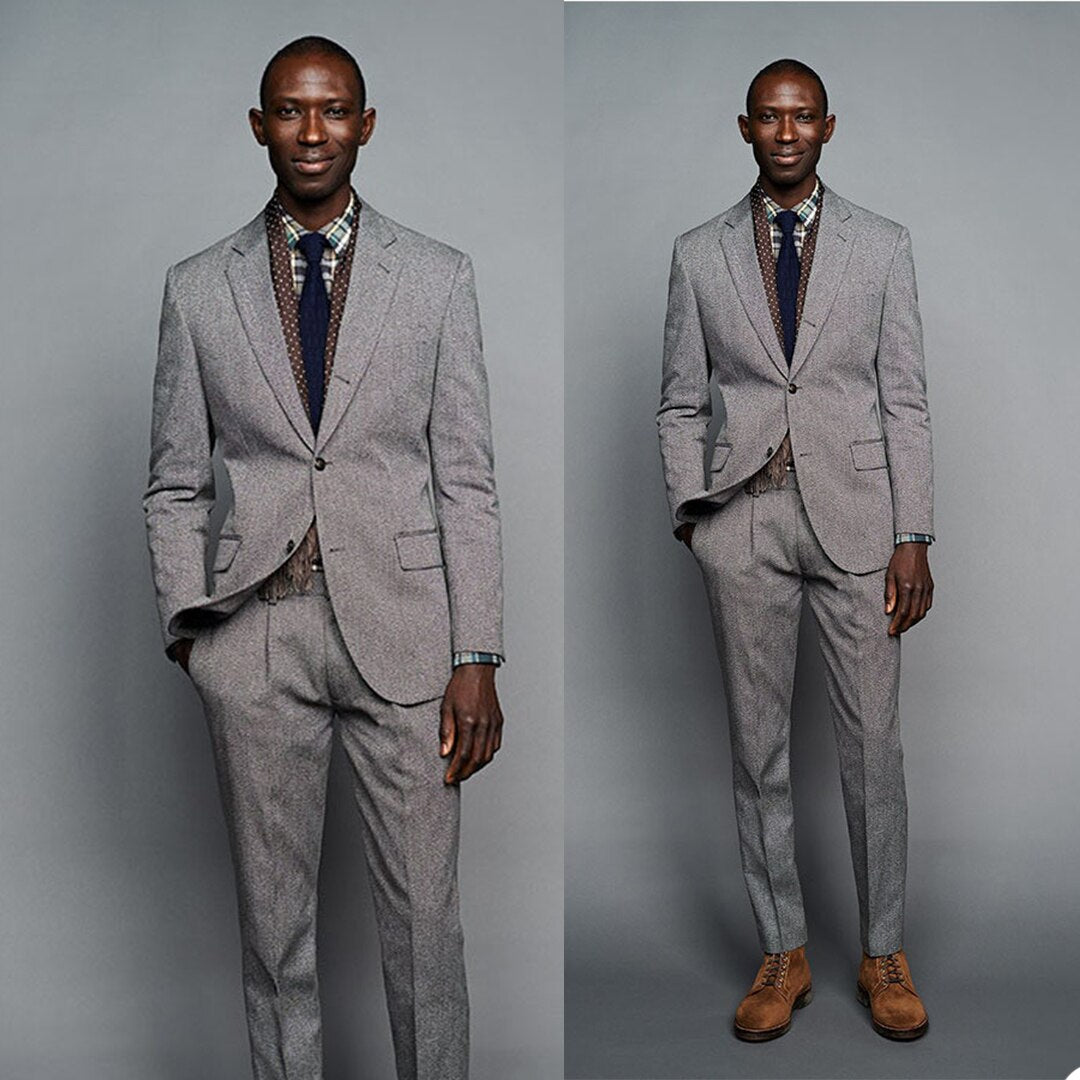 Costume homme gris chic et décontracté, sur mesure, grande taille, veste blazer, smoking, 2 pièces (veste + pantalon) 