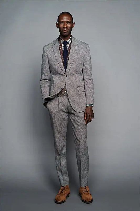 Gray Smart Casual Men's Suits Custom Made Plus Size Business Best Man Jacket Blazer Tuxedos 2 Pieces ( Jacket+Pants)