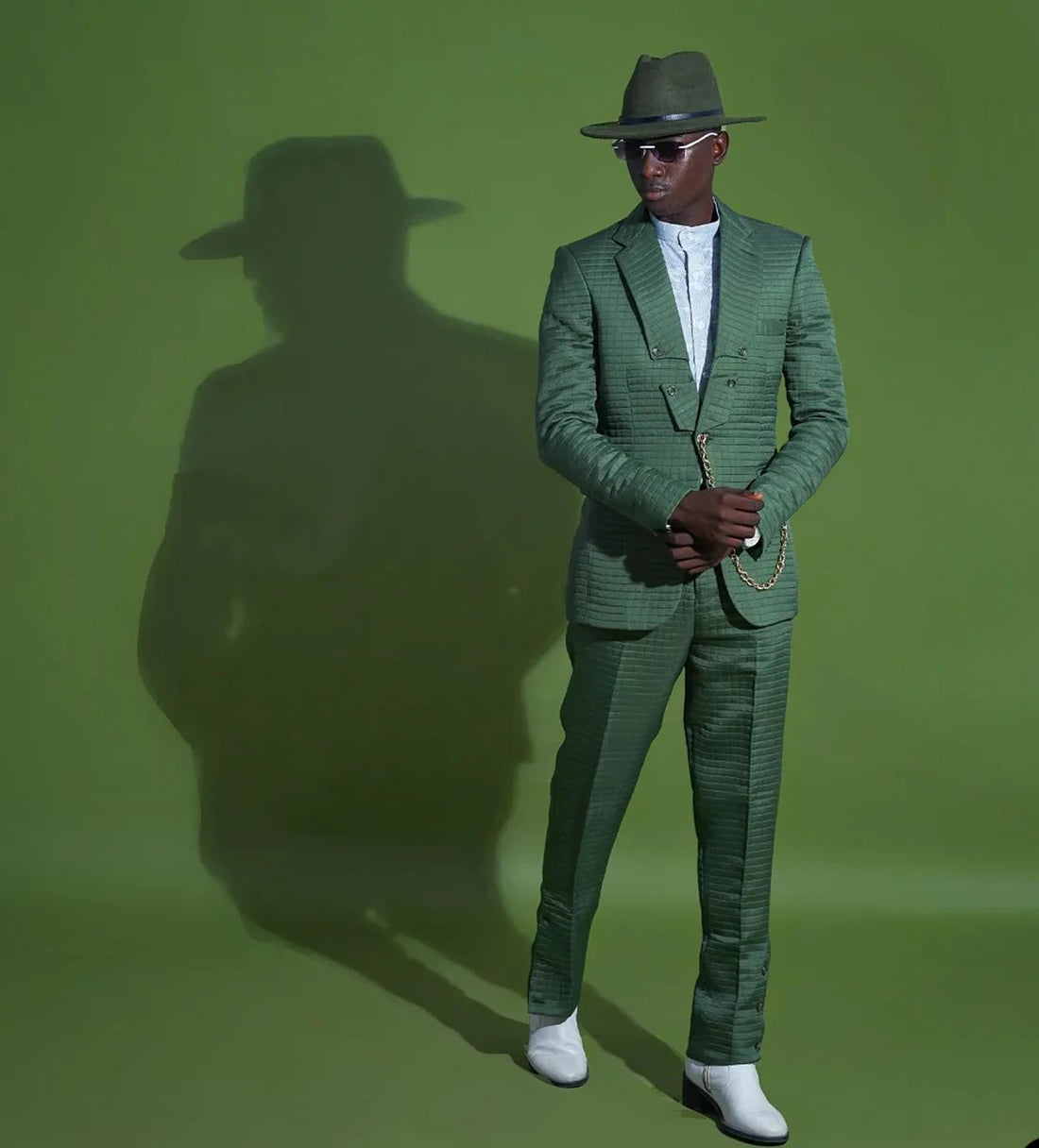 Green Floral Men Wedding Suits Notched Lapel Jacket With Pants 2 Piece Business Groom Tuxedos ( Blazer And Trousers)