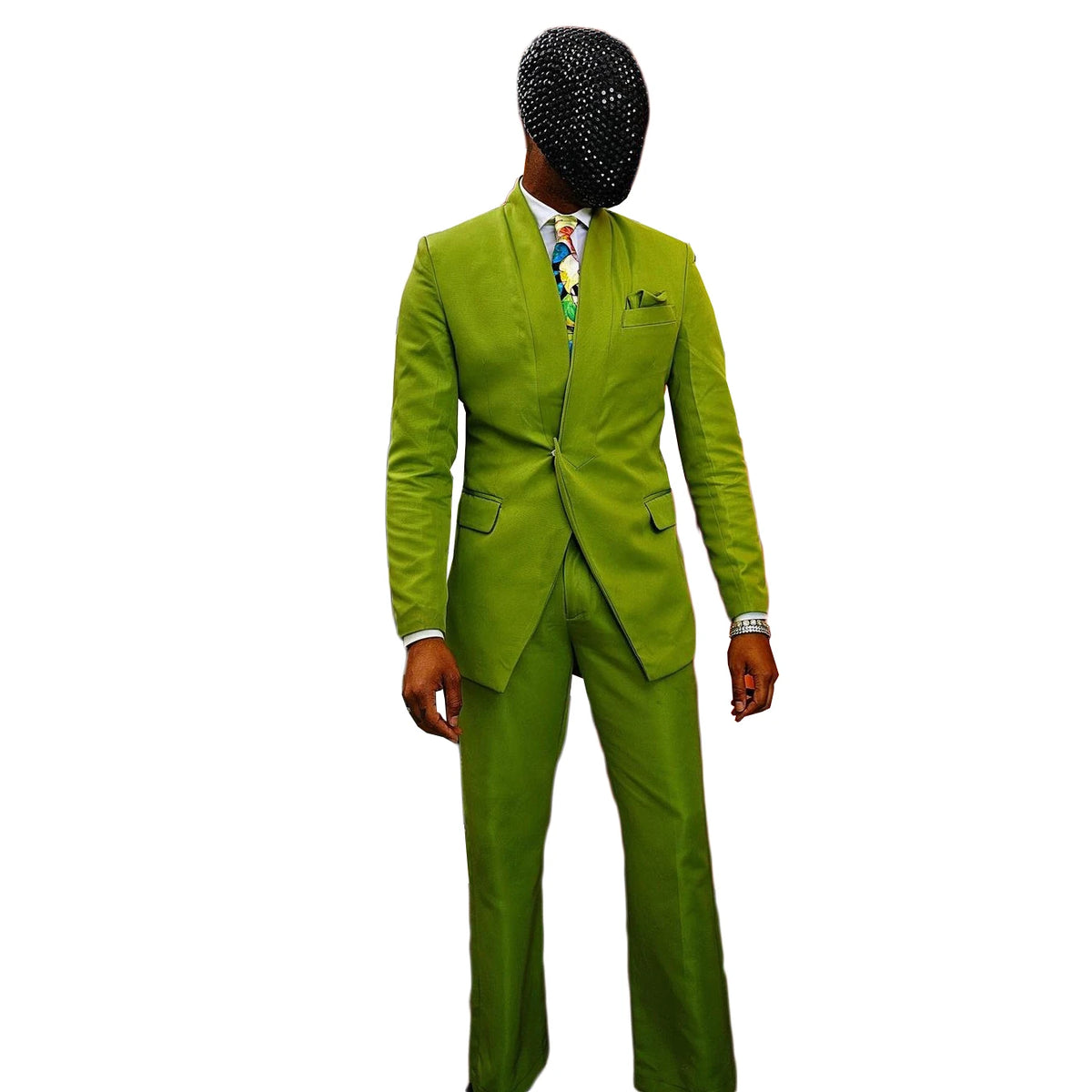 Costumes verts pour hommes sur mesure 2 pièces blazer pantalon un bouton slim sans revers affaires brillant mariage marié sur mesure grande taille 