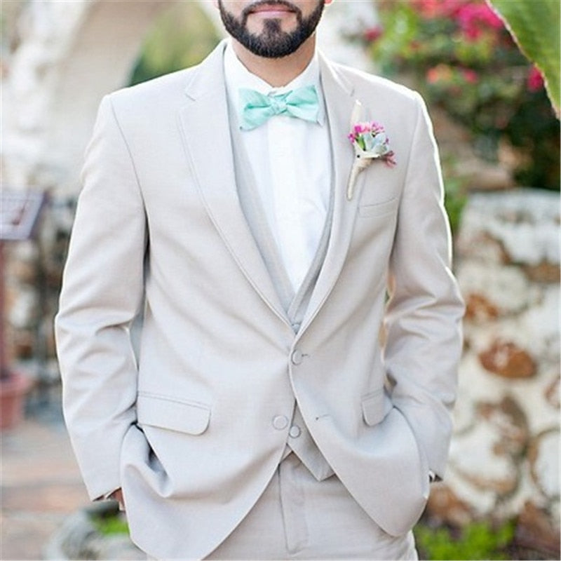 Men's Grey Formal 3-Piece Suit with Tie for Wedding, Groomsman & Party (Jacket, Pants, Vest)