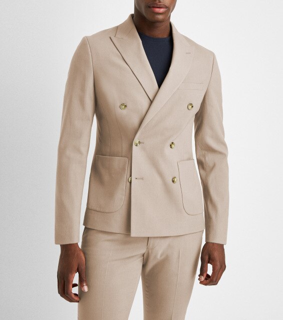 Costume gris croisé à revers en pointe pour homme, costume de marié, coupe slim, smoking, 2 pièces, veste et pantalon 