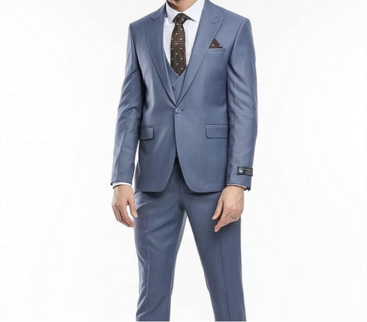 Grey Men Suits 3Pcs Peaked Lapel Formal Wedding Slim Fit Costume Homme Groom Tuxedos Party Wear Terno Blazer Trousers