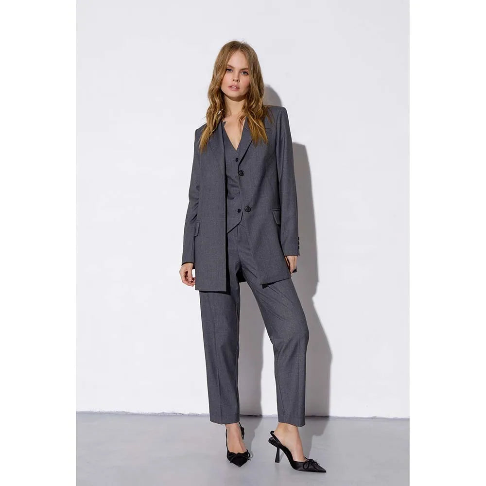 Grey Women Suits 3 Pcs Pant Suits Blazer Jacket & Trousers & Vest Suit Women Set