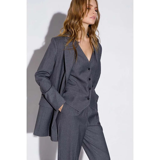 Grey Women Suits 3 Pcs Pant Suits Blazer Jacket & Trousers & Vest Suit Women Set