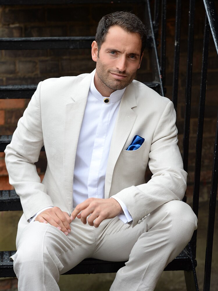 Costume 2 pièces ivoire slim fit pour homme, sur mesure, smoking de mariage, bal de promo, mariage, costume d'affaires pour homme