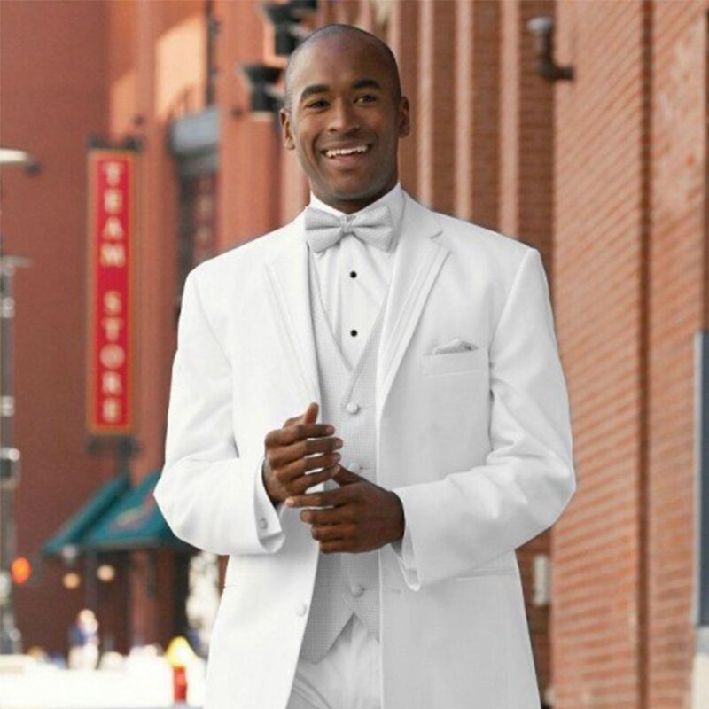Costume 3 pièces blanc slim fit pour homme, smoking de mariage sur mesure avec pantalon