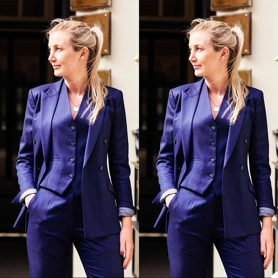 Blazer Suits 3 Pieces Check Plaid Long Sleeve Pants Outfits Evening Party Wedding Formal Jacket