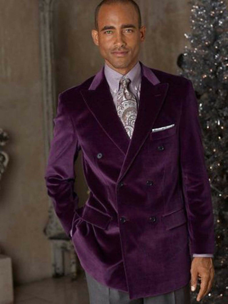 Costumes de loisirs en velours violet pour hommes, veste de plage, marié, témoin, fête, bal, mariage, blazer, smoking, sur mesure, une pièce 