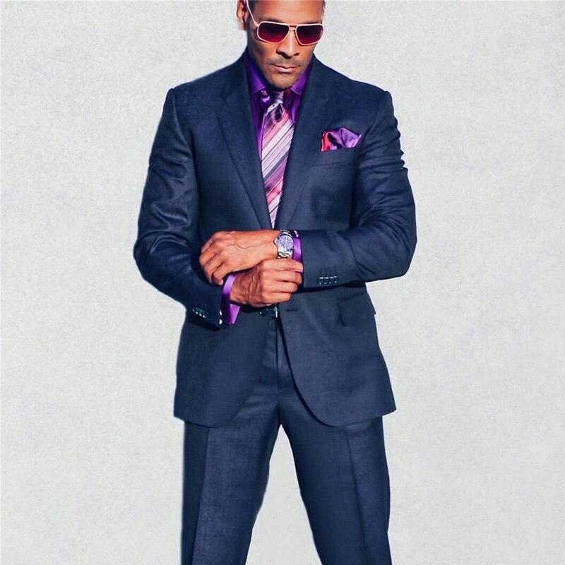 Costume 2 pièces bleu marine sur mesure pour homme, marié, témoin, pantalon, costume, mariage, affaires, blazer, manteau (veste + pantalon) 