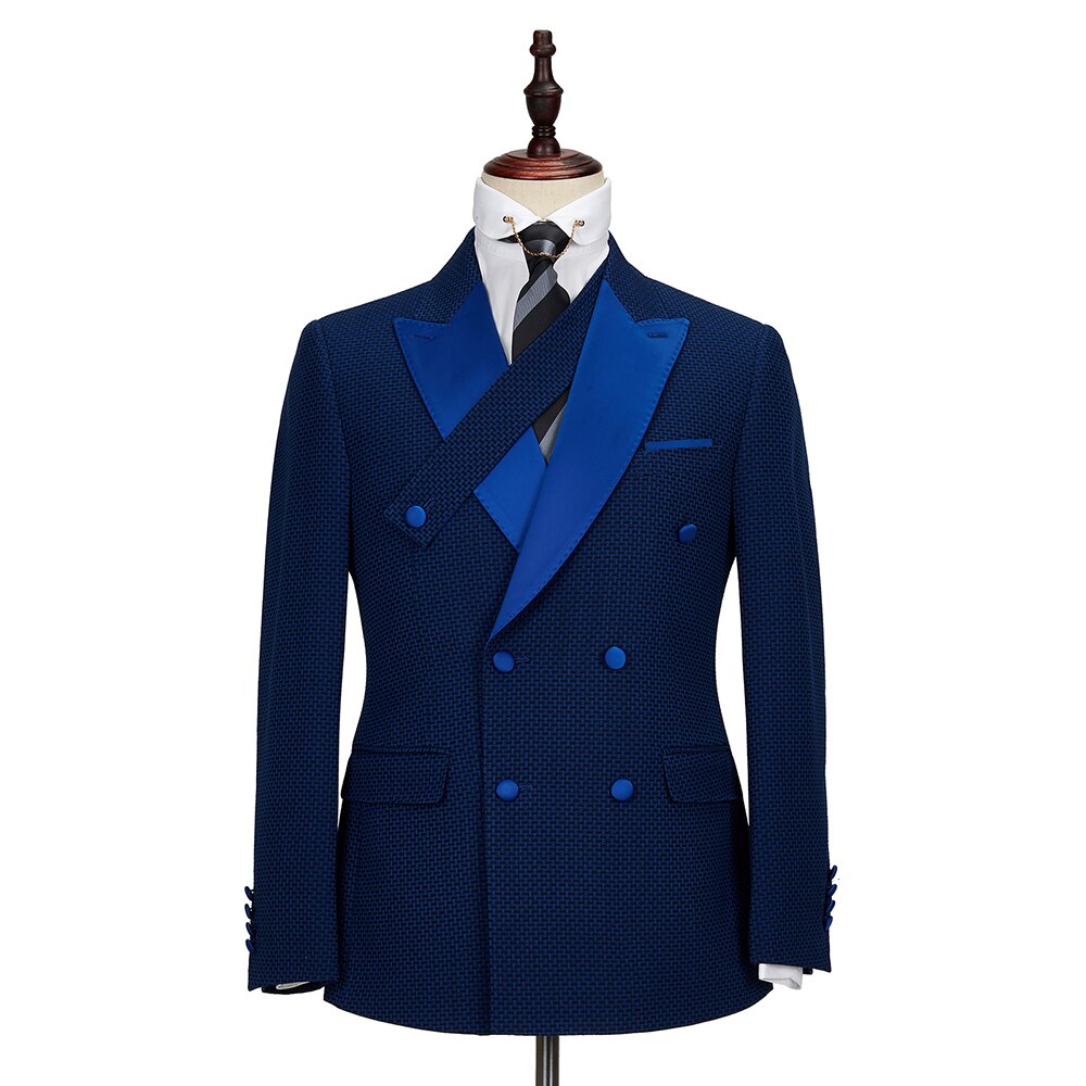 Luxury Personality Casual Double Breasted Men Suits 2 pcs set Slim Fit Wedding Groom Dinner party Tuxedo