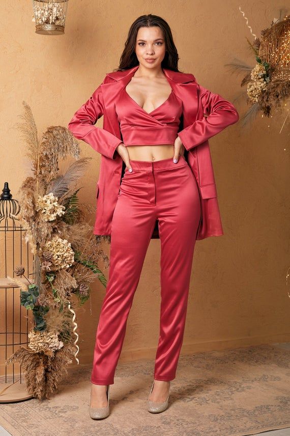 Costume pantalon couleur bonbon pour mère de la mariée, costume d'affaires pour femme, smoking noir à revers pointus, blazer pour mariage (veste + pantalon) 