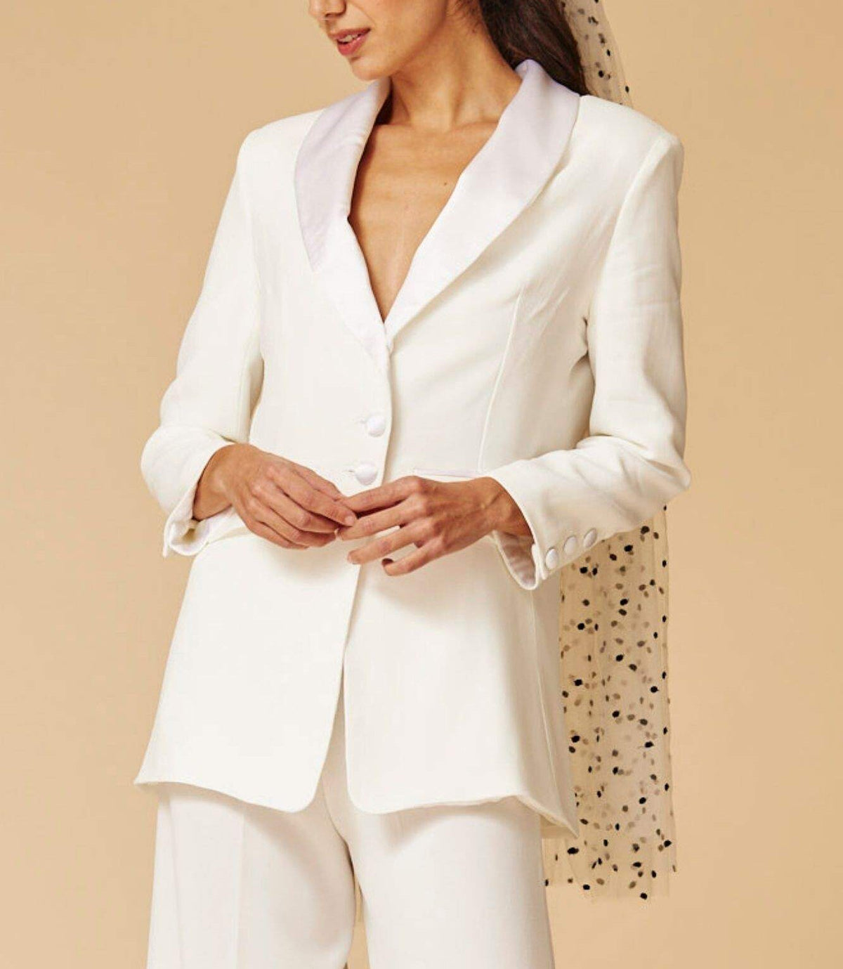 Costumes blazer ivoire pour femmes, pantalons larges, vêtements de travail, smoking pour mère de la mariée, tenue de bal, tenue de mariage 2 pièces 