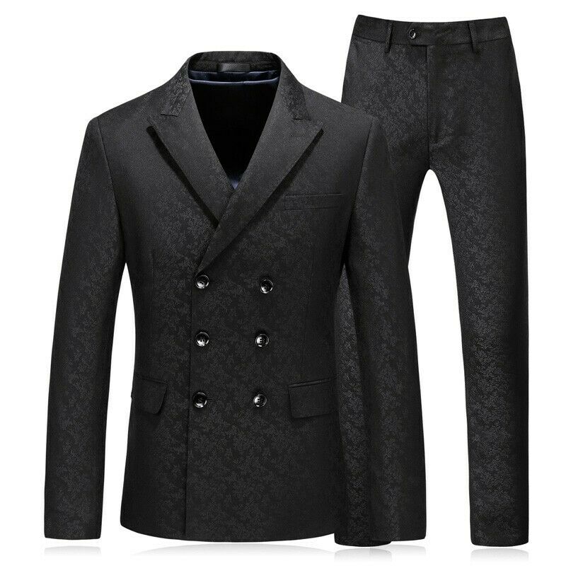 Smoking trois pièces grande taille pour homme, costume croisé multi-boutons, décontracté, jacquard, blazer