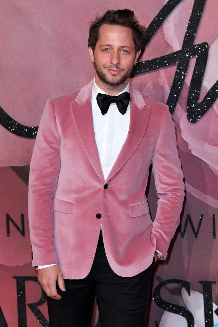 Hot Pink Vekvet Men Coat Jacker Winter Warm Groom Party Prom Tuxedos Jacket Business Wear Outfit One Suit