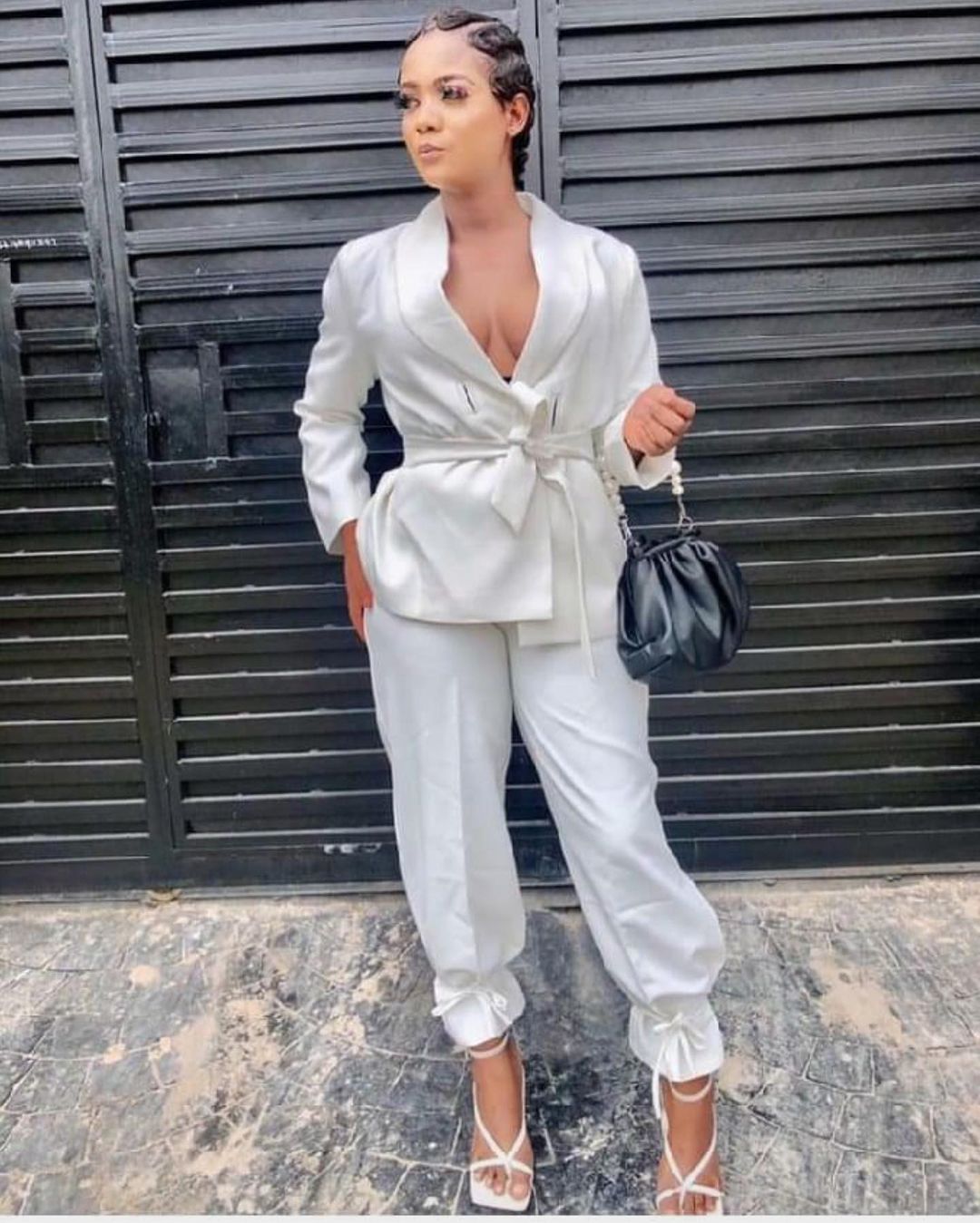 White Bridal Women Suits With Belt Bride Party Prom Tuxedos Blazer Leisure Outfit Suit (Jacket+Pants)