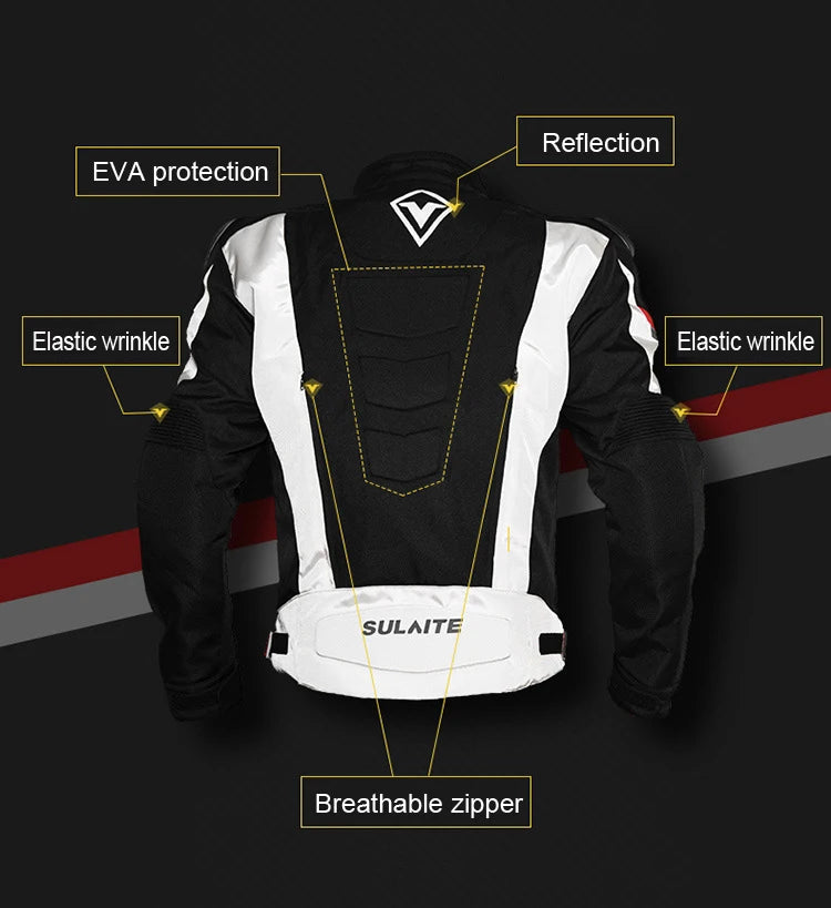 Motorcycle Racing Jacket Four Seasons Windproof Warm Protective Gear Armor Aluminum Alloy Shoulder Protector
