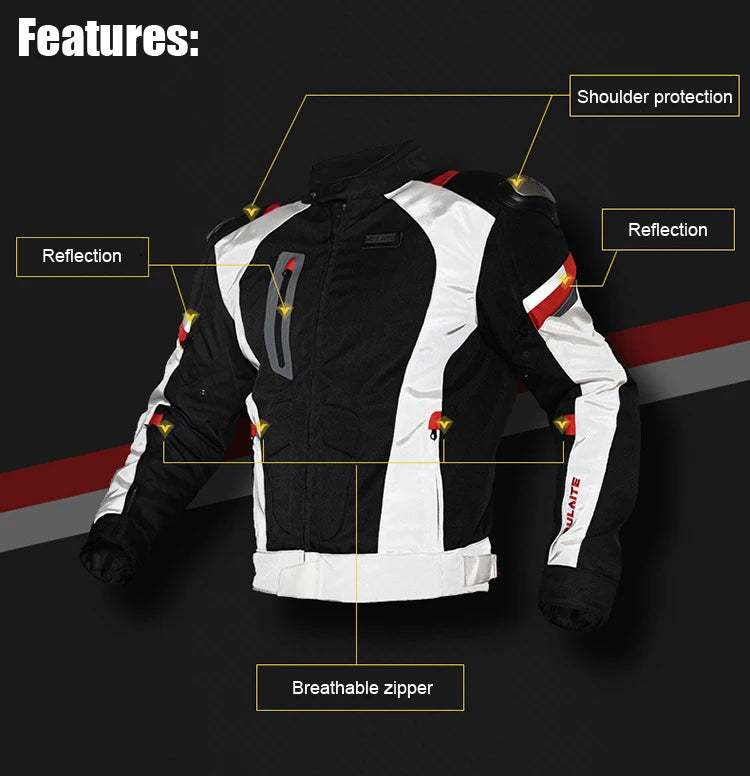 Motorcycle Racing Jacket Four Seasons Windproof Warm Protective Gear Armor Aluminum Alloy Shoulder Protector