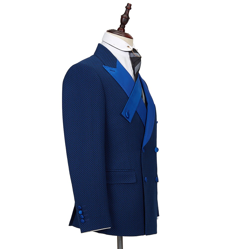 Luxury Personality Casual Double Breasted Men Suits 2 pcs set Slim Fit Wedding Groom Dinner party Tuxedo