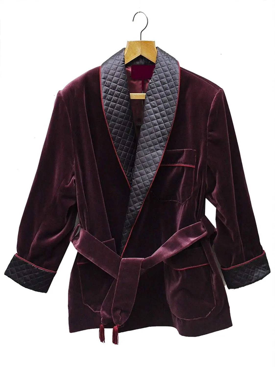 Men Smoking Jacket Burgundy Velvet Overcoat Robes Blazer New Year Party Wear Wedding Coat Tuxedos