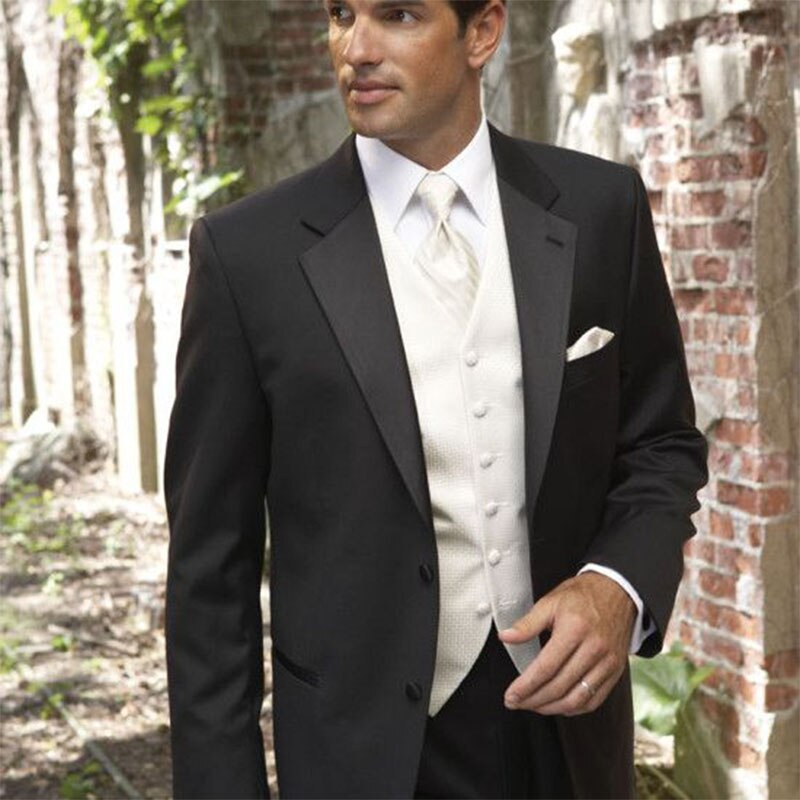 Costume noir 2 pièces pour homme, coupe cintrée, sur mesure, smoking de mariage, bal de promo, mariage, affaires