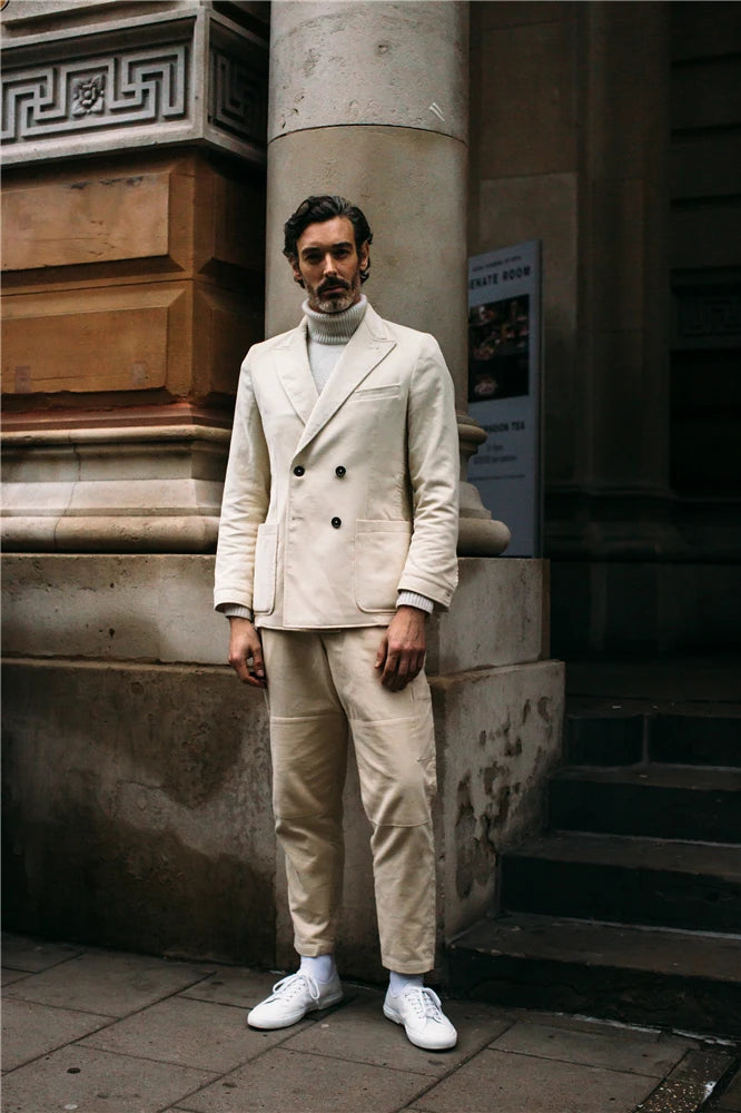 Men's Coat Pant Suits Custom Made Double Breasted Wedding Tailored Party Prom Business Blazer Jacket  2 pcs
