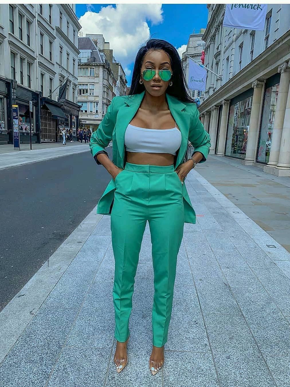 Candy Color Women Cool Suits Slim Celebrity Lady Party Prom Tuxedos Blazer Street Style Daily Outfit (Jacket+Pants)