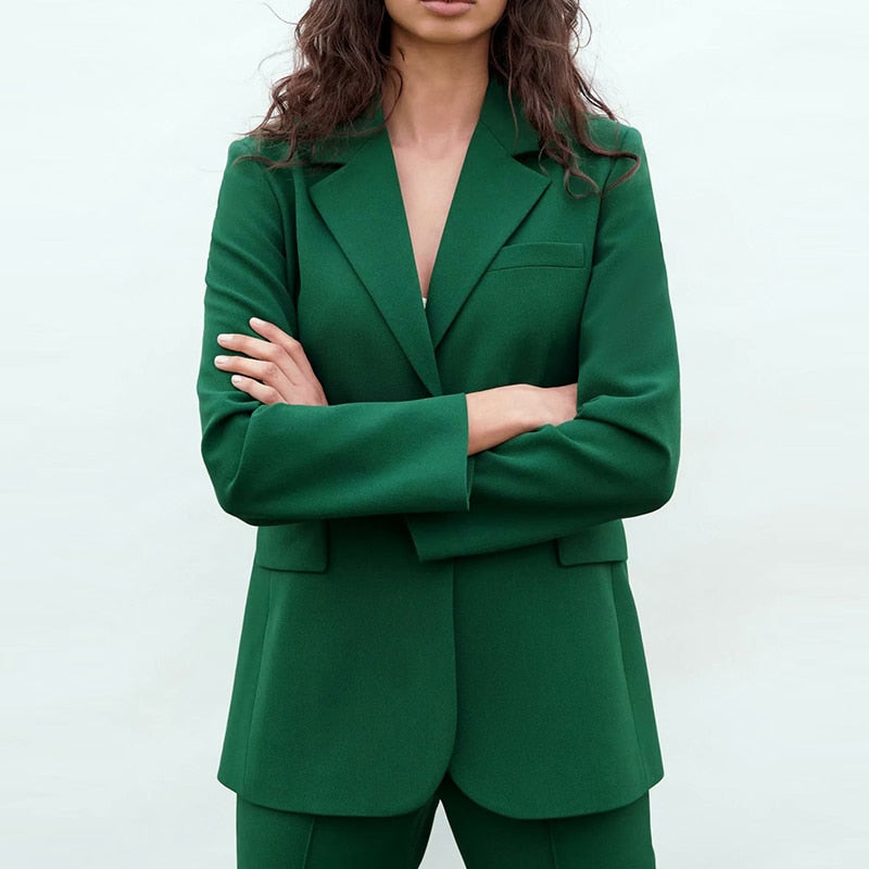 Trajes de abrigo verde para mujer, 2 piezas, corte entallado, formal, para celebridades, para fotografía, para fiesta, graduación 