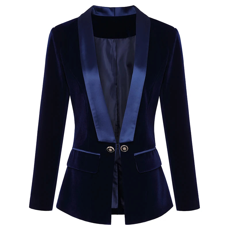 Blazer Women's Long Sleeve Velvet Blazer Jacket Outer Wear