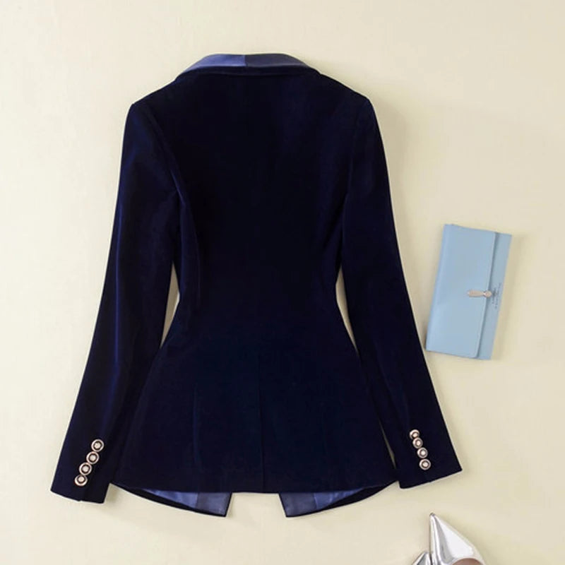 Blazer Women's Long Sleeve Velvet Blazer Jacket Outer Wear