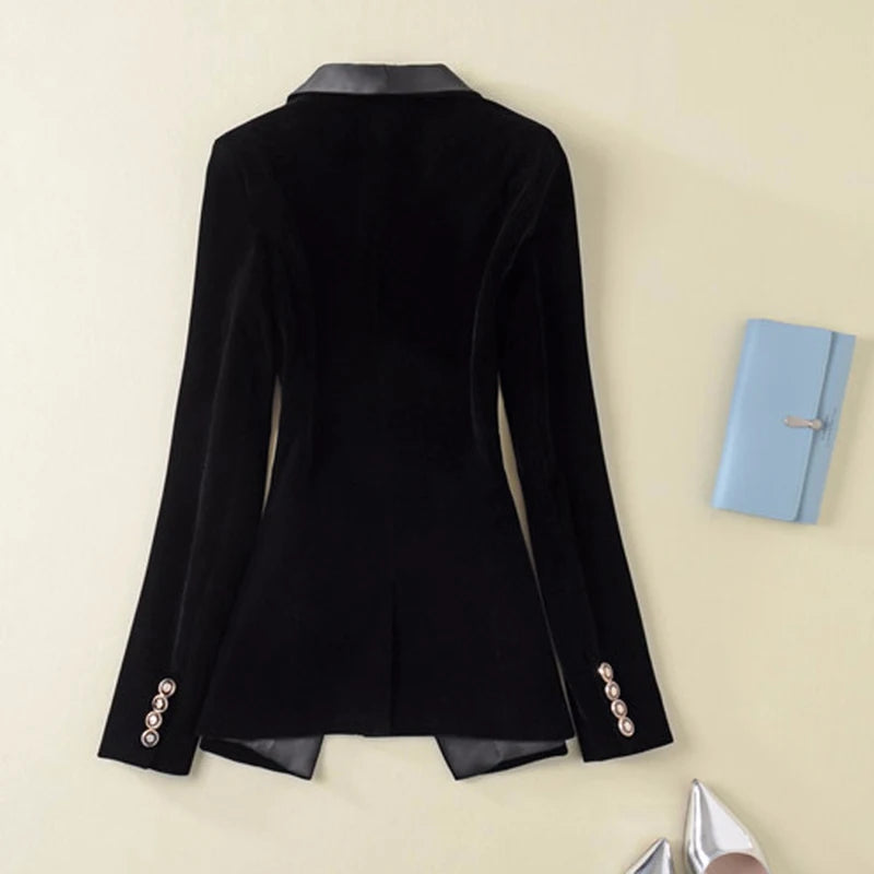 Blazer Women's Long Sleeve Velvet Blazer Jacket Outer Wear