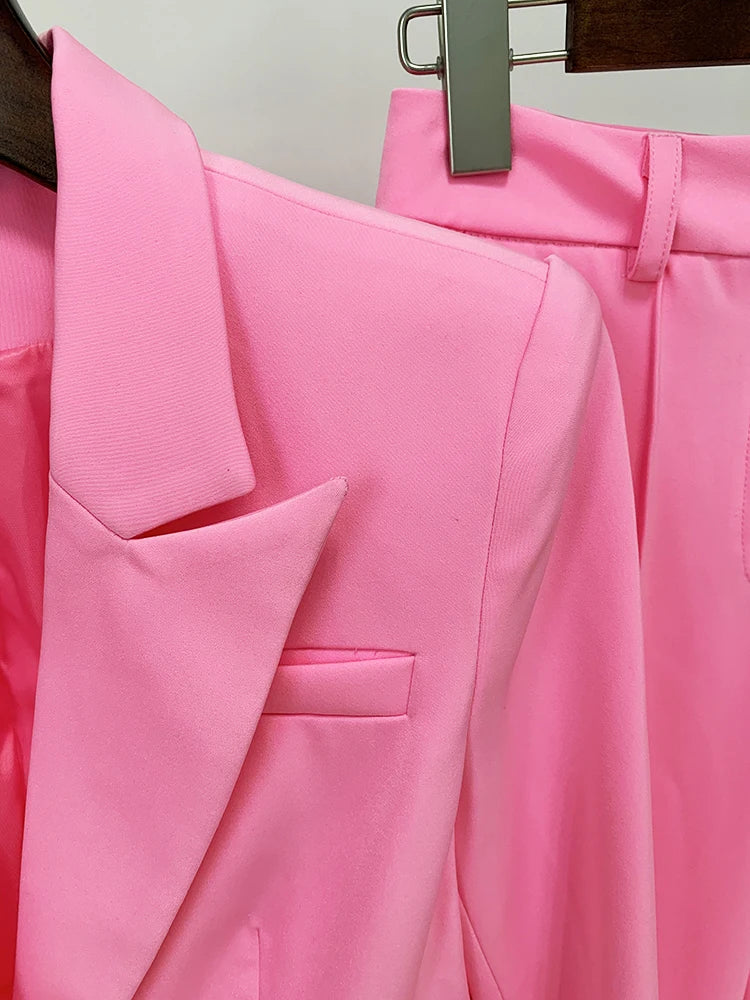 Conjunto de traje de pasarela para mujer, elegante blazer ajustado de un solo botón, pantalón de tubo, traje de dos piezas