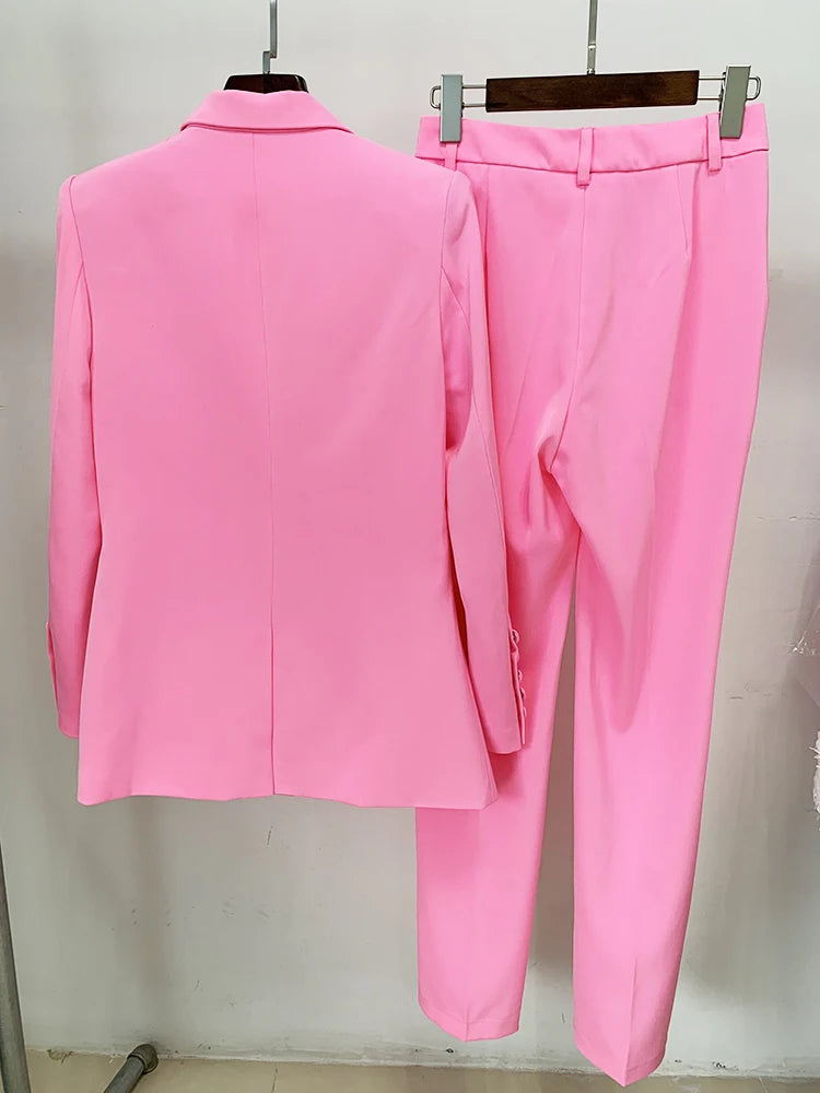 Conjunto de traje de pasarela para mujer, elegante blazer ajustado de un solo botón, pantalón de tubo, traje de dos piezas