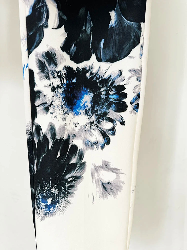 Elegant Floral Print Women's Blazer and Pencil Pants Set – Chic 2-Piece Suit for Stylish Occasions