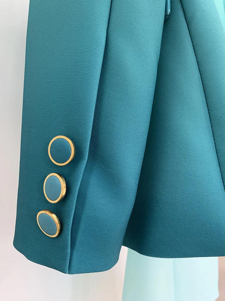 Conjunto de traje para mujer, blazer con estampado de degradado de un solo botón y pantalón acampanado, 2 piezas