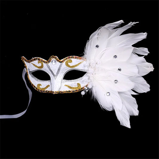 1 Pcs  Masquerade Feather Sexy Venetian Mask Women for Face Multi Color Princess Mask Sexy Half Hallowmas Feather Masks Decor