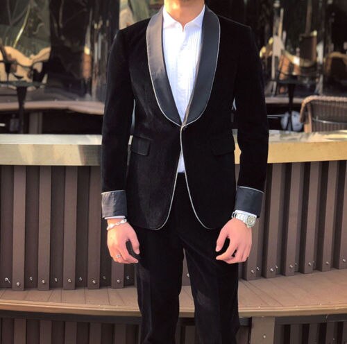 Single Button Men's Dance Party Dinner Party Black Dress Shawl Lapel Groom Wedding Jacket + Pants