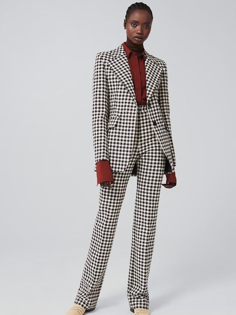 Ensemble de costumes d'hiver à carreaux, blazer chaud pour femme de bureau, smoking de mariage, veste taille haute, ensemble 2 pièces 