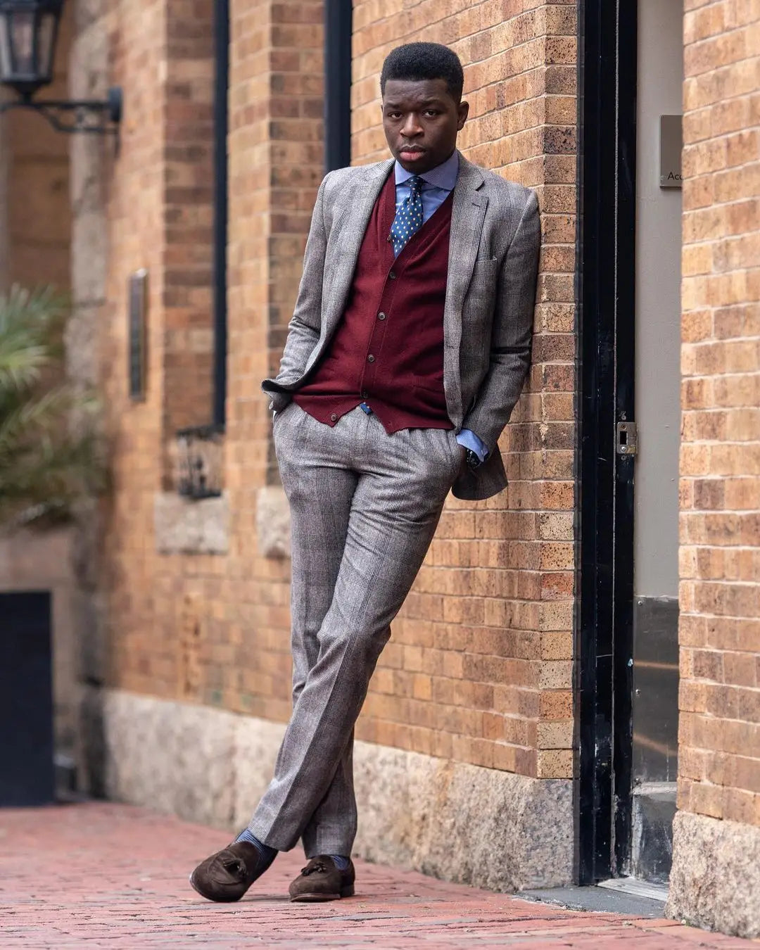 Smoking d'affaires à carreaux de style britannique pour homme, coupe slim, costume de mariage, tenue de bal formelle (veste + pantalon)