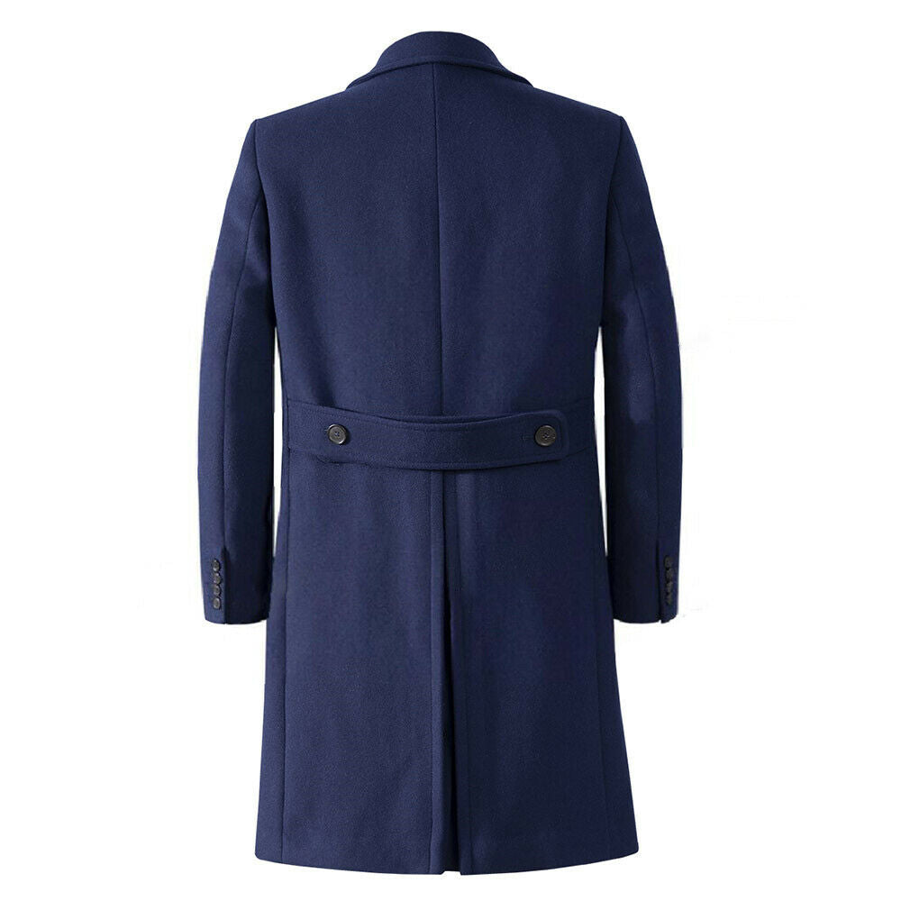 Manteau d'hiver en laine pour homme, épais, uni, croisé, long, chaud, formel, pour l'hiver, sur mesure 