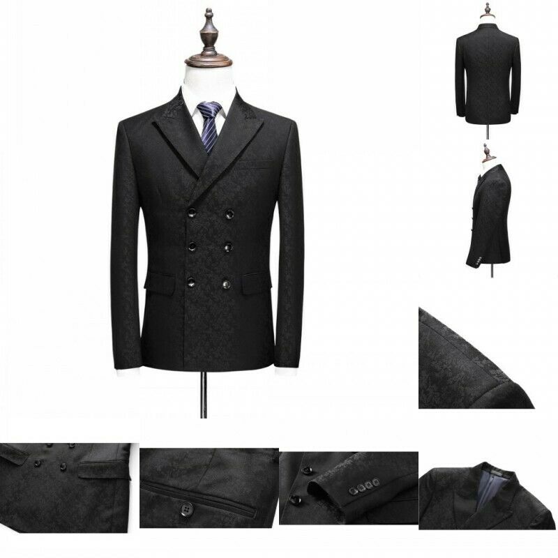 Smoking trois pièces grande taille pour homme, costume croisé multi-boutons, décontracté, jacquard, blazer