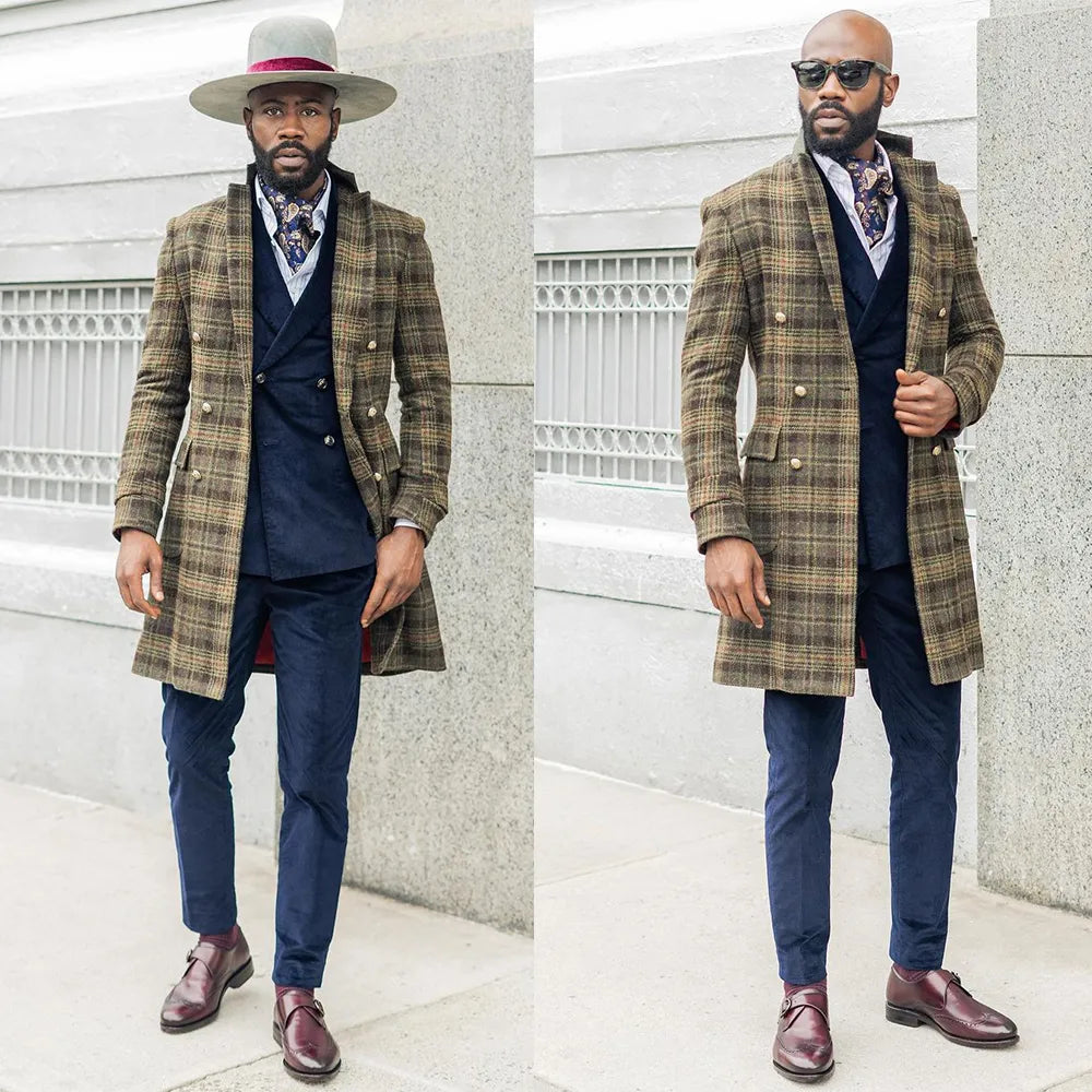 1 Pieces Long Paid Wedding Tuxedos Jacket Custom Made Groom Groomsmen Suit Men' Casual Suits