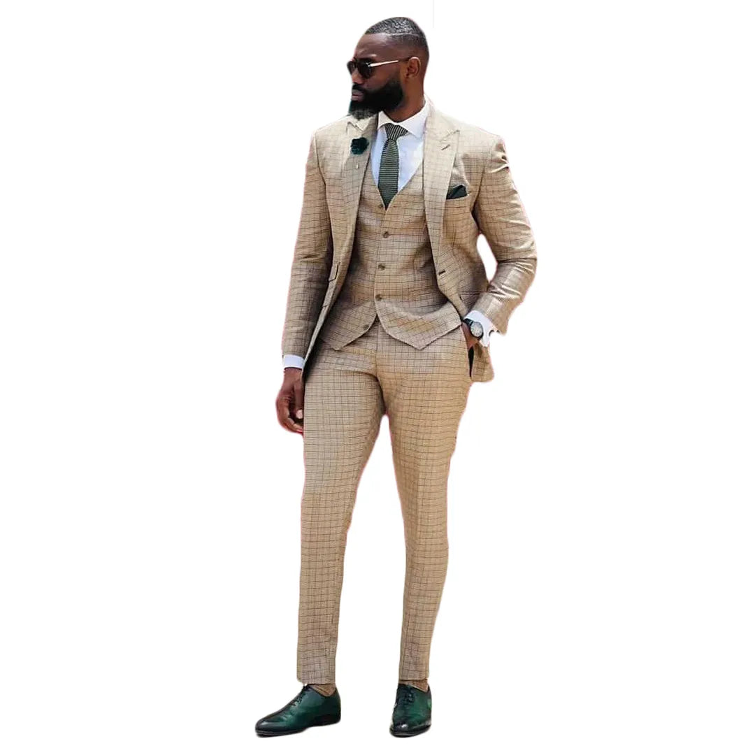 Ensemble 3 pièces de smoking de mariage, veste, gilet et pantalon, personnalisé, costume décontracté pour homme