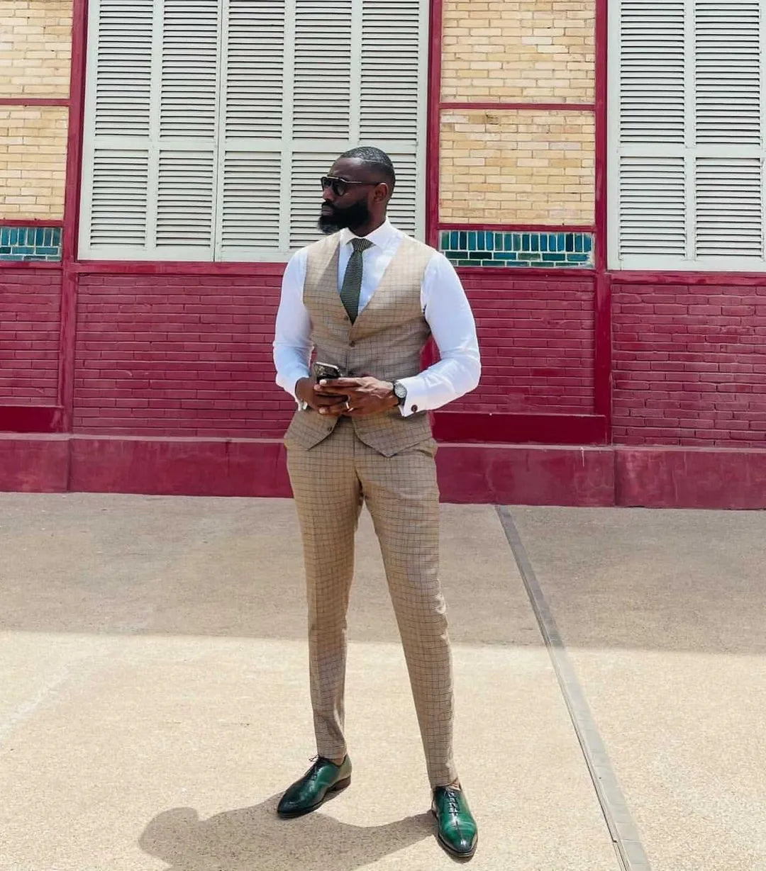 Ensemble 3 pièces de smoking de mariage, veste, gilet et pantalon, personnalisé, costume décontracté pour homme