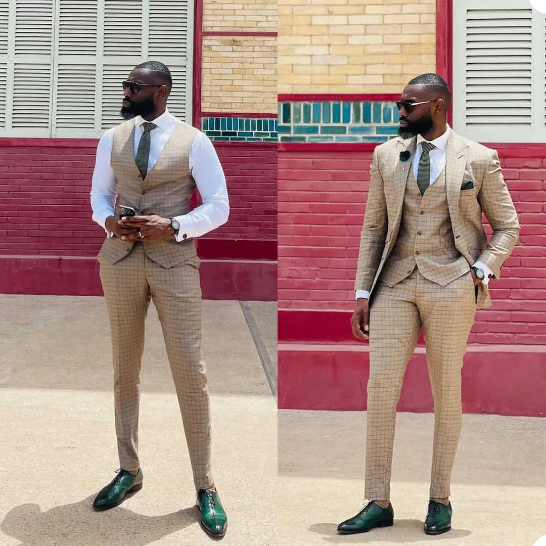 Ensemble 3 pièces de smoking de mariage, veste, gilet et pantalon, personnalisé, costume décontracté pour homme